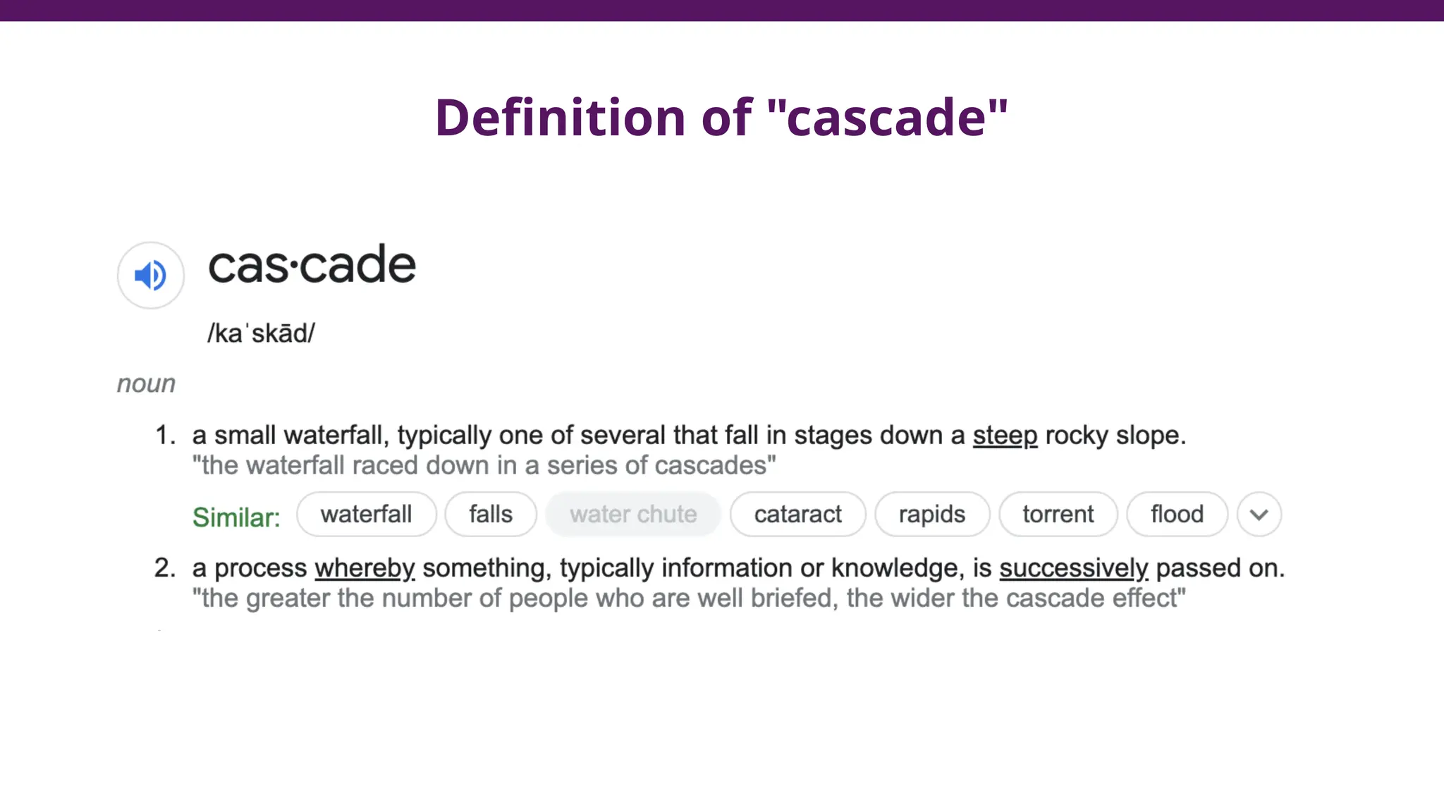Definition of "cascade"
 