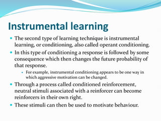 Instrumental Training. Examples MODULE 3 - Motivation and Learning in psychology | PDF