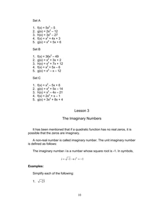 Module 3 quadratic functions | PDF