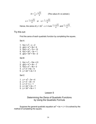 Module 3 quadratic functions | PDF