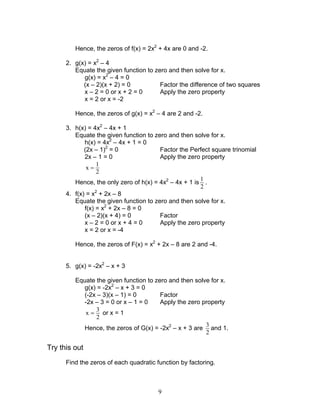 Module 3 quadratic functions | PDF