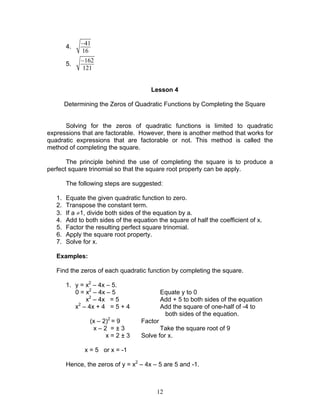 Module 3   quadratic functions