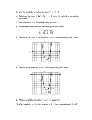 Module 3   quadratic functions
