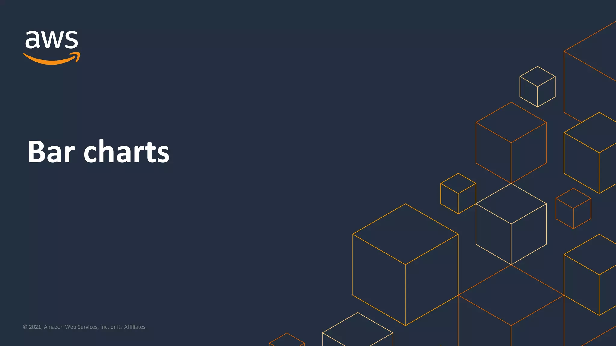 © 2021, Amazon Web Services, Inc. or its Affiliates.
Bar charts
 
