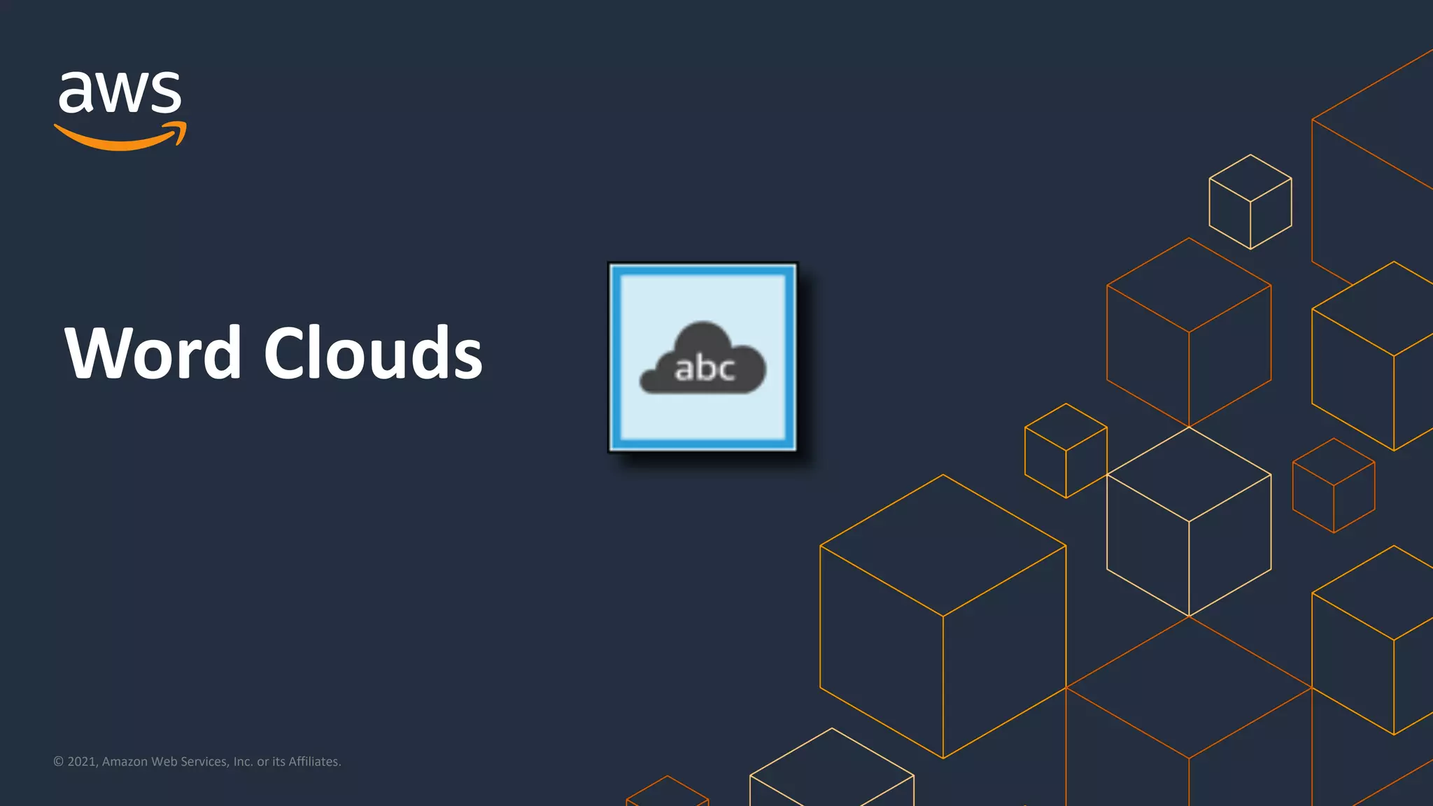 © 2021, Amazon Web Services, Inc. or its Affiliates.
Word Clouds
 