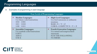 ● Examples of programming in each language
36
Programming Languages
Percival A. Fernandez
 