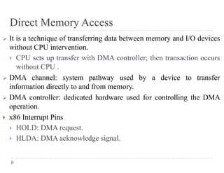 MODULE 3 MCA-203 MICROPROCESSORS AND EMBEDDED SYSTEM ADMN 2014-‘17
Dept. of Computer Science And Applications, SJCET, Palai Page 54
Mode 0: Interrupt on terminal count
 The output will start off zero. The count is loaded and the timer will start to count down.
 When the count has reached zero the output will be set high, and remain high until the next count
has been reloaded.
Fig 14 Mode 0 operation of 8253
Mode 1: Programmable One-Shot.
 The output will go low following the rising edge of the gate input.
 The counter will count and the output will go high once the counter has reached zero.
Fig 15 Mode 1 operation of 8253
Mode 2: Rate Generator.
 The counter will continually count down, when the count reaches zero, the output will pulse low
and the counter will be reloaded
Fig 16 Mode 2 operation of 8253
Mode 3: Square Wave Generator.
 This mode is similar to Mode 2 except the output remains low for half of the timer period and high
for the other half of the period.
Fig 17 Mode 3 operation of 8253
 