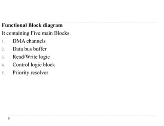 MODULE 3 MCA-203 MICROPROCESSORS AND EMBEDDED SYSTEM ADMN 2014-‘17
Dept. of Computer Science And Applications, SJCET, Palai Page 58
Fig 21 interfacing 8259 with 8086
Interrupt Sequence
1. One or more of the IR lines are raised high, setting the corresponding IRR bit(s).
2. The 8259A evaluates these requests, and sends an INT to the CPU, if appropriate.
3. The CPU acknowledges the INT and responds with an INTA pulse.
4. Upon receiving an INTA from the CPU, the highest priority ISR bit is set and the corresponding IRR bit
is reset.
5 The 8086 will send two INTA pulses. During this period 8259 releases an 8 bit pointer on to the data
bus
6. This completes the interrupt cycle. In the AEOI (Automatic End of Interrupt) mode the ISR bit is reset at
the end of the third INTA pulse. Otherwise, the ISR bit remains set until an appropriate EOI (End of
Interrupt Mode) command is issued at the end of the interrupt subroutine.
2.5 8251A PROGRAMMABLE COMMUNICATION INTERFACE
 USART (Universal Synchronous Asynchronous Receiver Transmitter)
 Designed for synchronous /asynchronous serial data communication, packaged in a 28-pin DIP.
 Receives parallel data from the CPU & transmits serial data after conversion.
 Also receives serial data from the outside & transmits parallel data to the CPU after conversion.
Fig 22 block diagram of 8251
Block diagram
Functional Blocks of 8251A
 Data Bus buffer
 