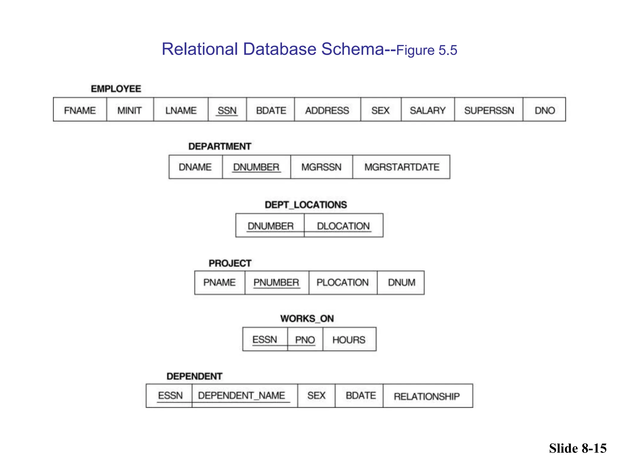 Slide 8-15
Relational Database Schema--Figure 5.5
 