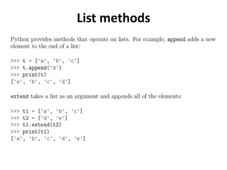 List methods
 