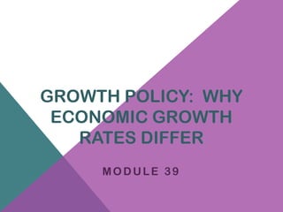 GROWTH POLICY: WHY
 ECONOMIC GROWTH
   RATES DIFFER
     MODULE 39
 