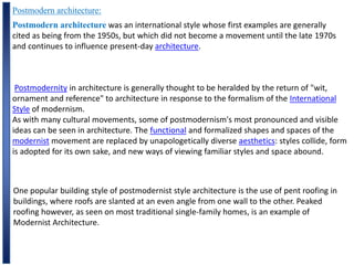Later Modernism & Post modern architects | PPTX