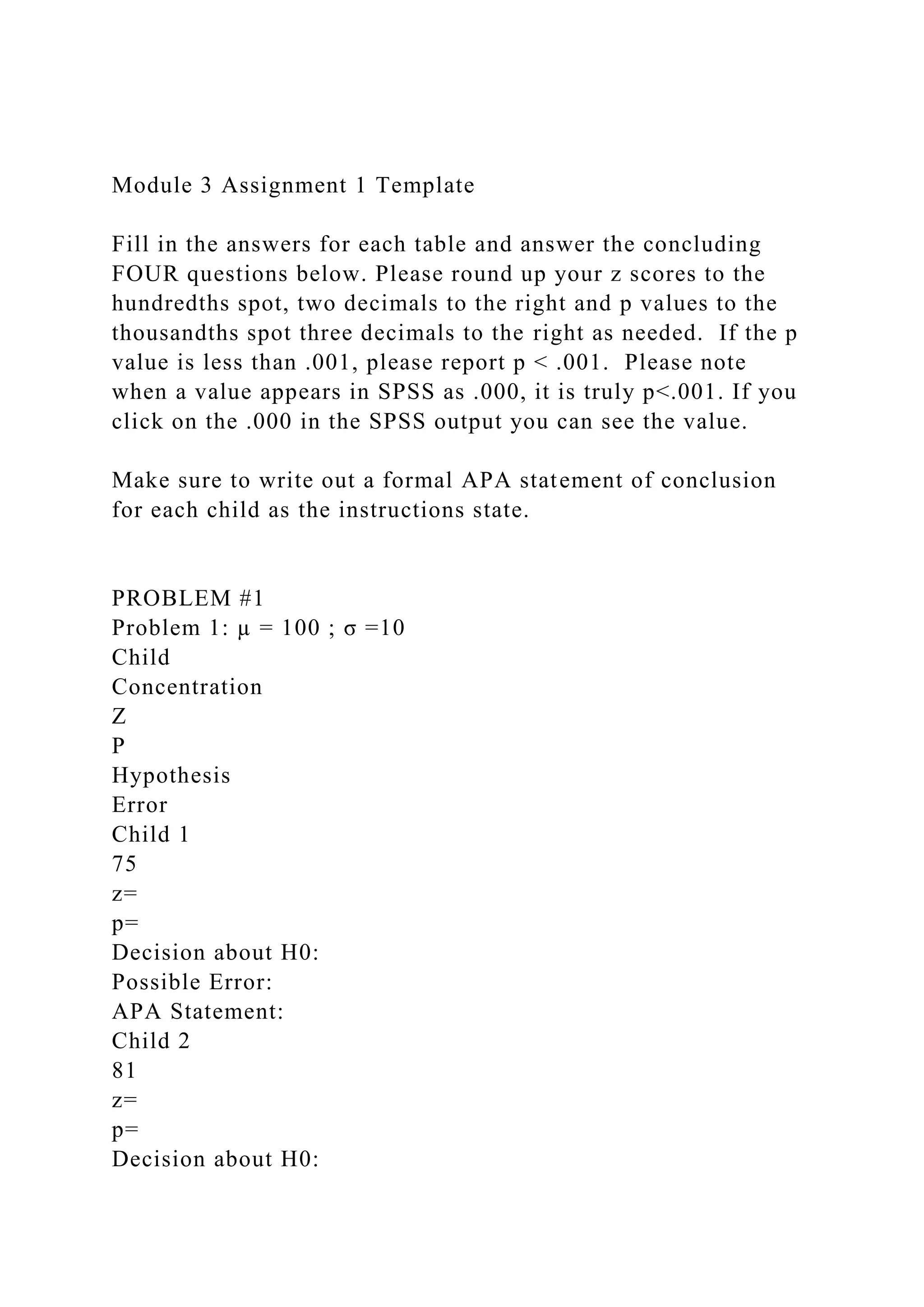 Module 3 Assignment 1 TemplateFill in the answers for each tab.docx