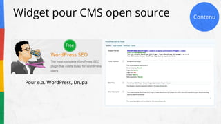 Widget pour CMS open source
Pour e.a. WordPress, Drupal
Contenu
 