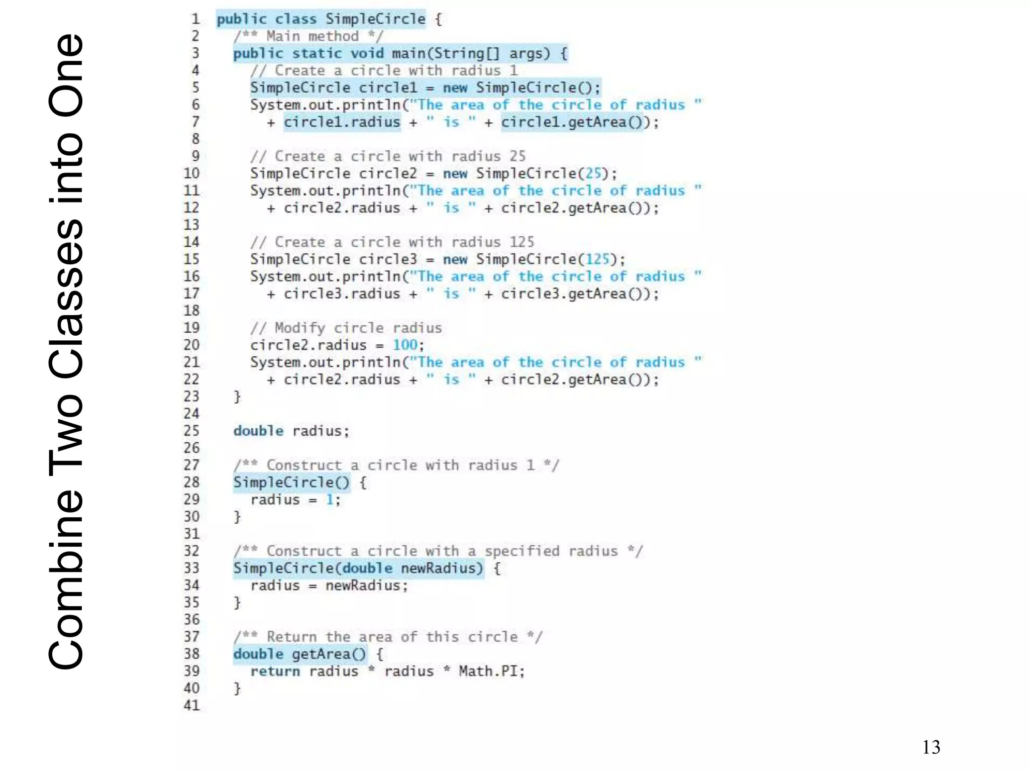Combine Two Classes into One 13 