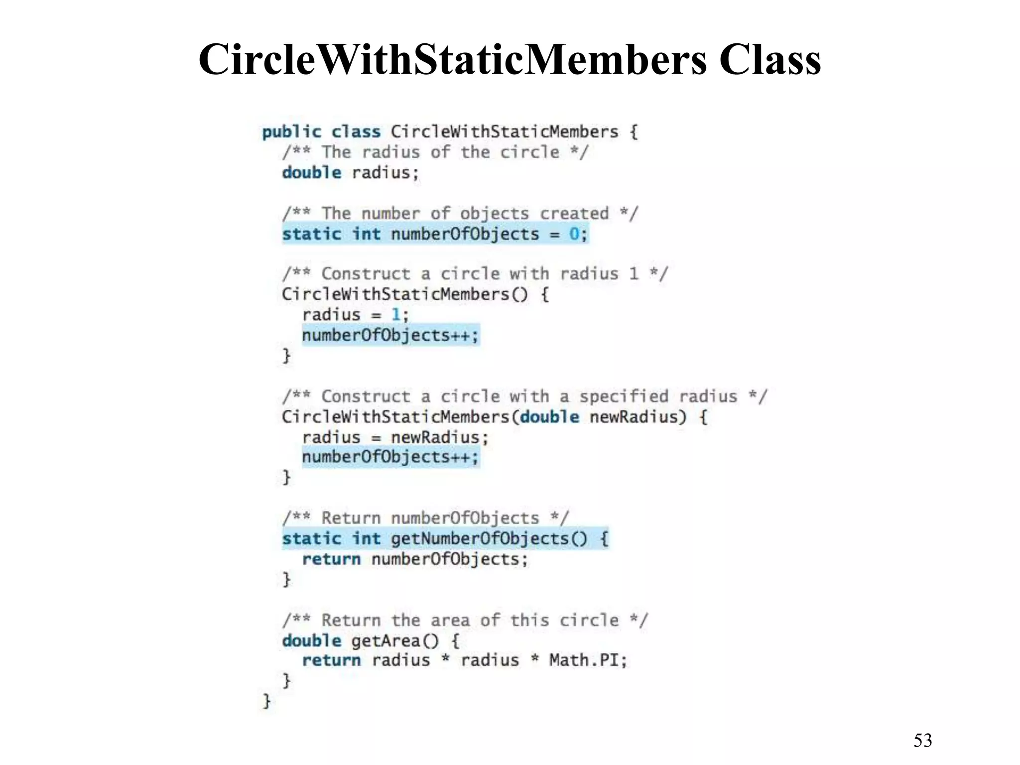 53 CircleWithStaticMembers Class 
