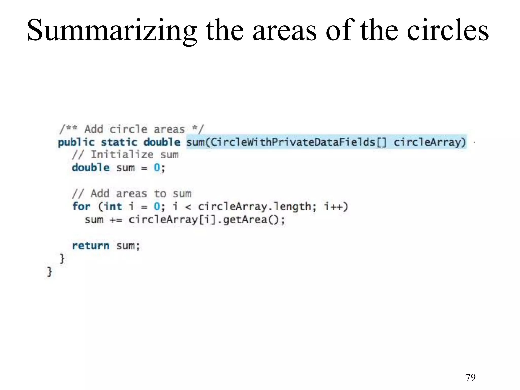 79 Summarizing the areas of the circles 