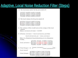 Adaptive, Local Noise Reduction Filter (Steps)
 