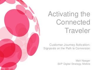 1 © 2015 Merkle. All Rights Reserved. Confidential
Matt Naeger
SVP Digital Strategy, Merkle
Customer Journey Activation:
Signposts on the Path to Conversion
Activating the
Connected
Traveler
 