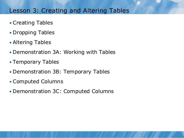 Module 3 design and implementing tables