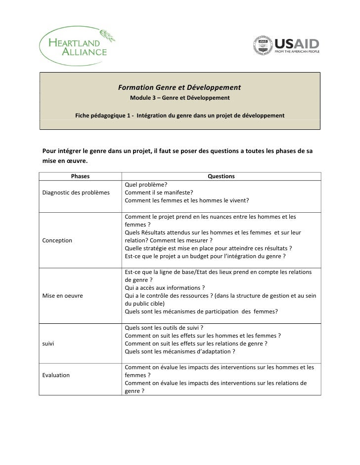 Module 3 fiche 1 integration du genre