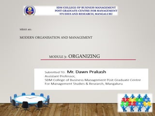 MODULE 3:- ORGANIZING
MBAH 401:
MODERN ORGANISATION AND MANAGEMENT
 