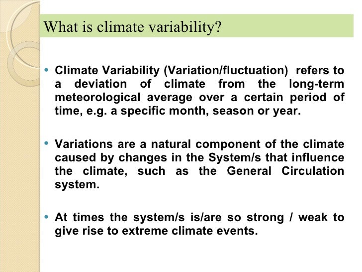 Impact of Climate Change and Variability