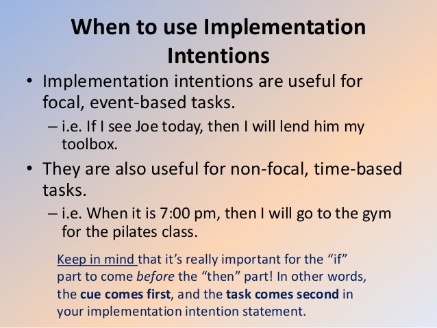 Gollwitzer Implementation Intention – VSMSP