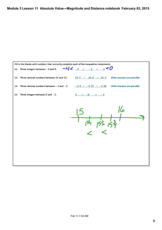 Module 3 Lesson 11  Absolute Value—Magnitude and Distance.notebook
3
February 03, 2015
Feb 11­7:24 AM
 