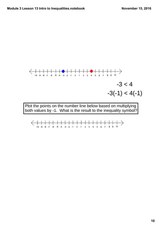 Module 3 lesson 13 intro to inequalities | PDF