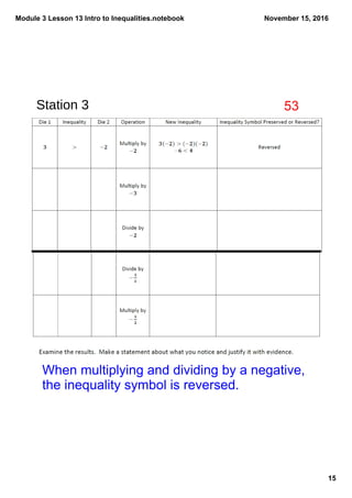 Module 3 lesson 13 intro to inequalities | PDF