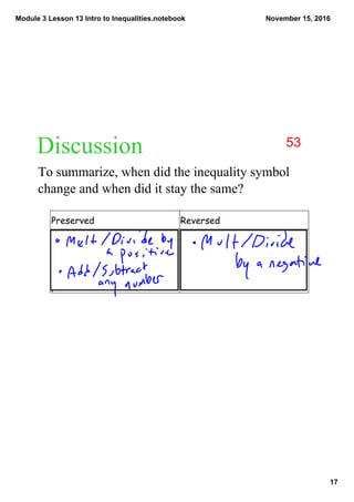 Module 3 lesson 13 intro to inequalities | PDF