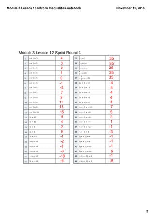 Module 3 lesson 13 intro to inequalities | PDF