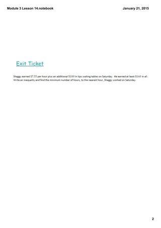 Module 3 Lesson 14.notebook
2
January 21, 2015
Exit Ticket
 