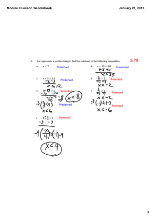 Module 3 Lesson 14.notebook
5
January 21, 2015
Preserved
Reversed
Reversed
Reversed
Reversed
Reversed
Preserved
Preserved
Preserved
S.78
 
