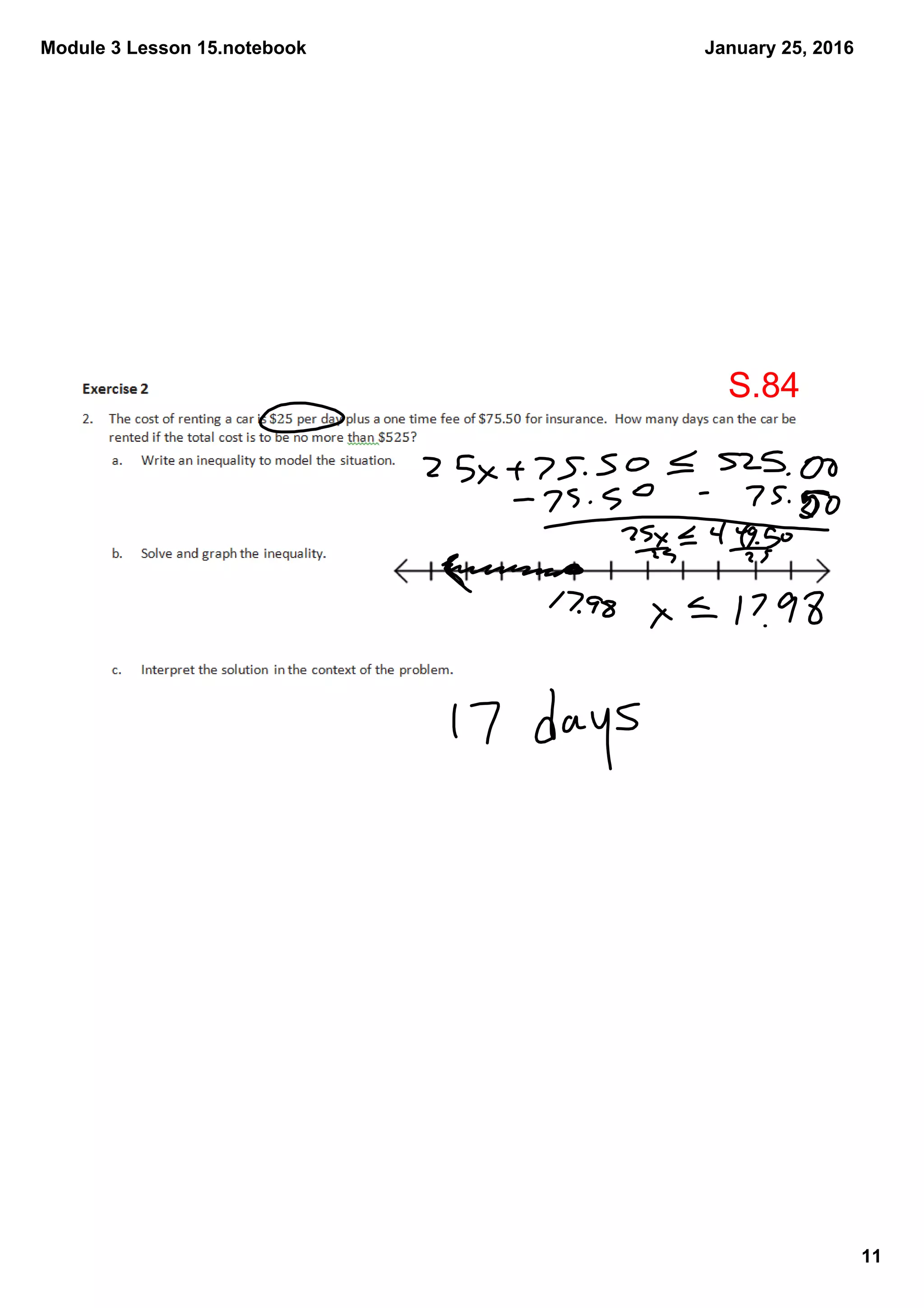 Module 3 Lesson 15.notebook
11
January 25, 2016
S.84
 