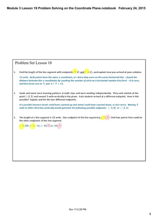 Module 3 Lesson 19 Problem Solving on the Coordinate Plane.notebook
1
February 24, 2015
Nov 17­2:28 PM
Problem Set Lesson 18
 