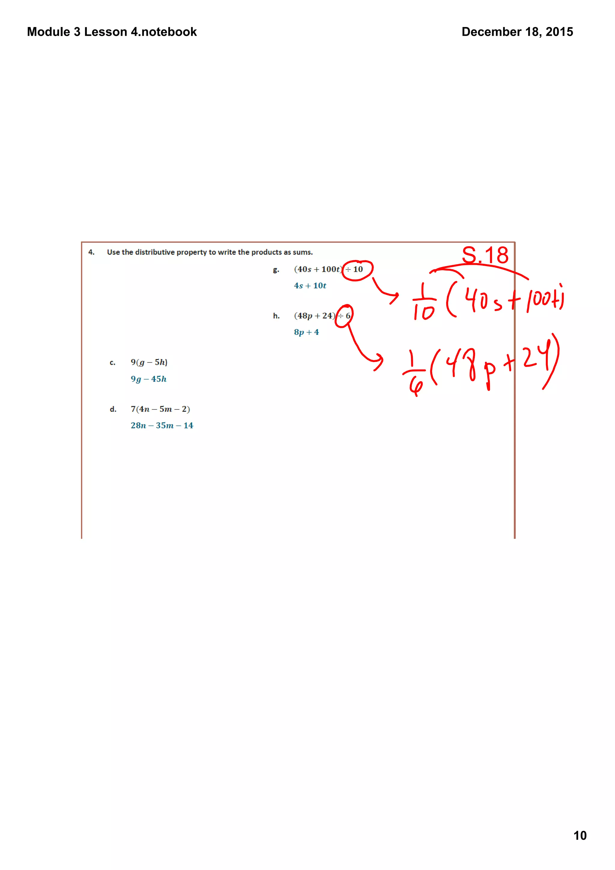 Module 3 Lesson 4.notebook
10
December 18, 2015
S.18
 