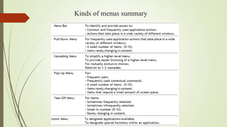User Interface Design- Module 3 Menus | PDF