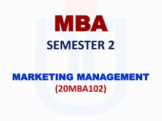 MARKETING MANAGEMENT
(20MBA102)
MBA
SEMESTER 2
 