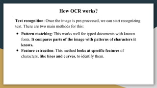 Ocr Pattern Neural Networks and its related Concepts | PPTX