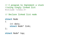 Stack implementation using linked list ppt | PPTX