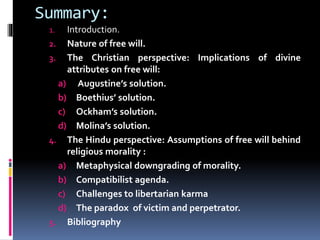 the nature of free will in Christianity and Hinduism | PPTX