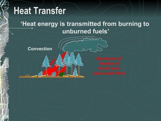 Heat Transfer ‘ Heat energy is transmitted from burning to  unburned fuels’ Convection Movement of masses of hot air (can cause spot fires) 