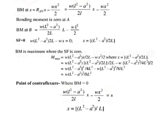SF=0
Point of contraflexure- Where BM = 0
 