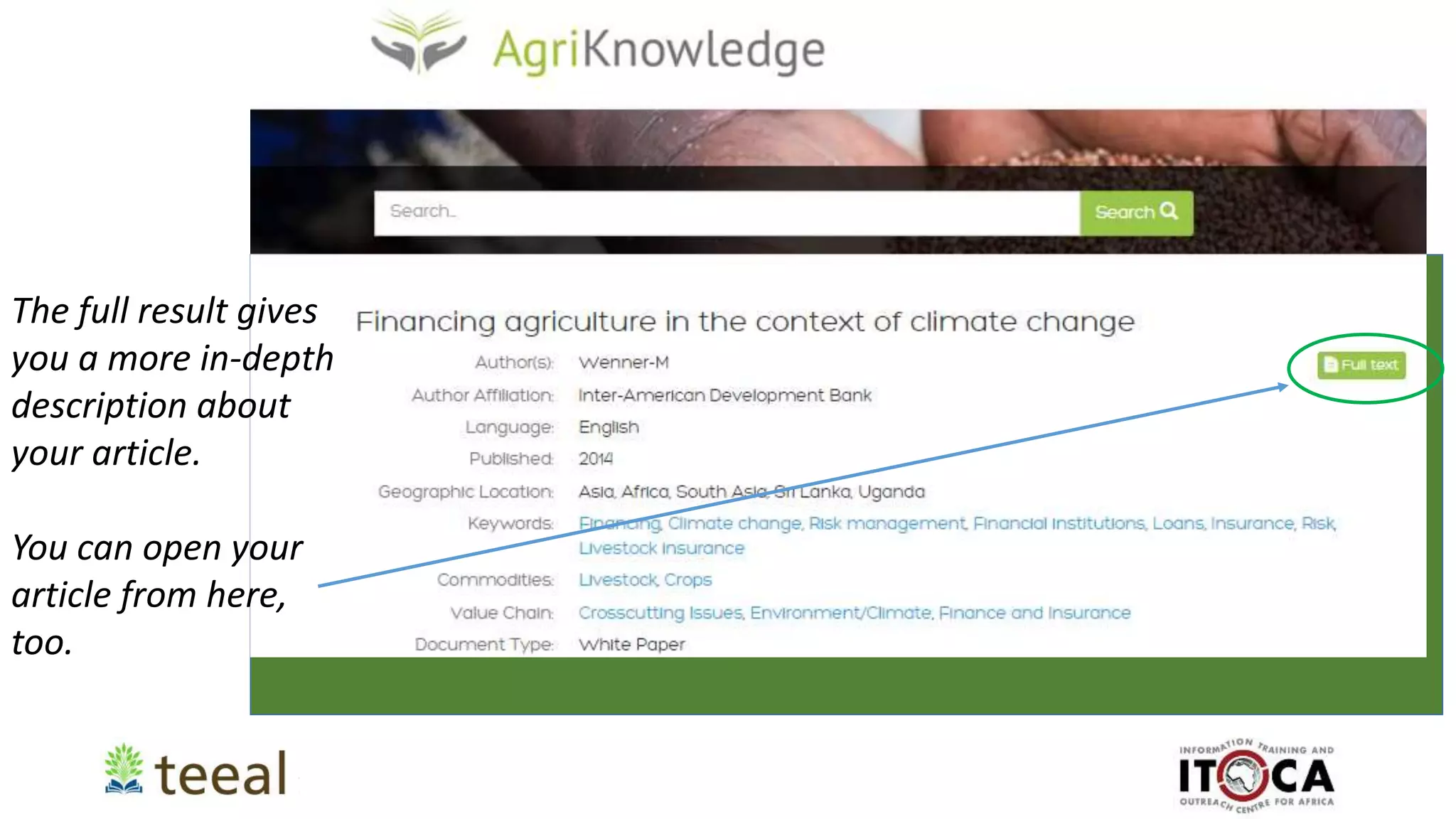 The full result gives
you a more in-depth
description about
your article.
You can open your
article from here,
too.
 