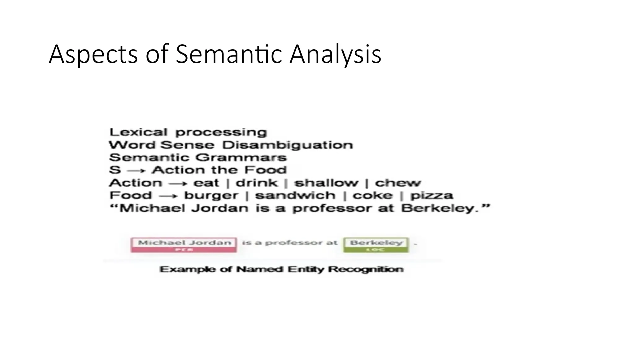 Aspects of Semantic Analysis
 
