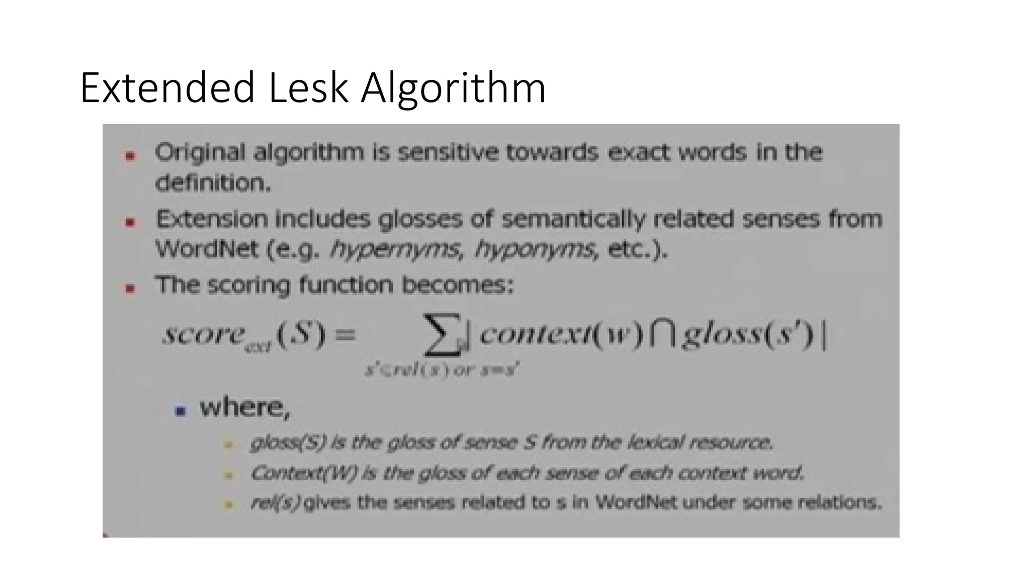 Extended Lesk Algorithm
 