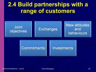 2.4 Build partnerships with a range of customers Personal Assistance – Level 4 Future Managers  