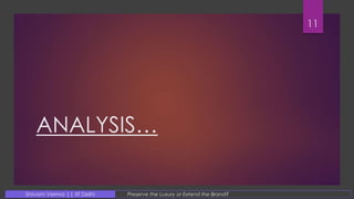 ANALYSIS…
11
Preserve the Luxury or Extend the Brand?Shivam Verma || IIT Delhi
 